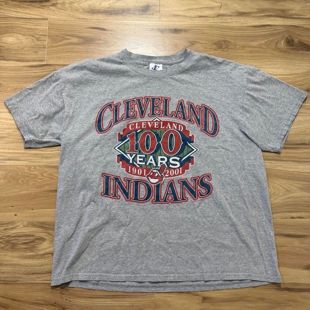 Vintage 2001 Cleveland Indians 100th Anniversary Logo 7 rare tee size XL